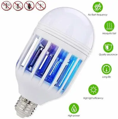 Bug Zapper Light Bulb Mosquito Lamp Fly Trap Killer Indoor Outdoor Insect UV Led • $8.99