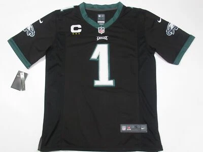 $69.99 • Buy Jalen Hurts #1 Philadelphia Eagles 3 STAR Captains Patch 2023-24 Jersey Black
