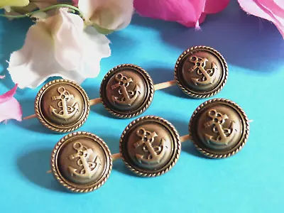 616B Stunning Buttons   Anchor Of Navy   Obsolete Bronze Lot 6 Buttons Ép. 1960 • £2.70