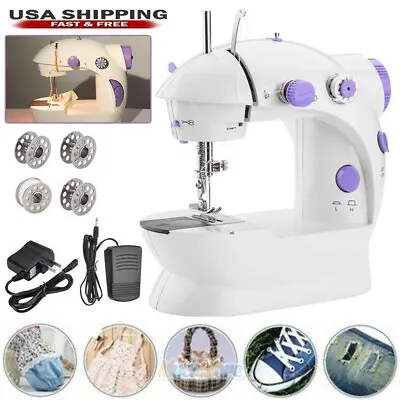 Portable Desktop Mini Electric LED Sewing Machine Hand Held Household Tailor Kit • $15.69