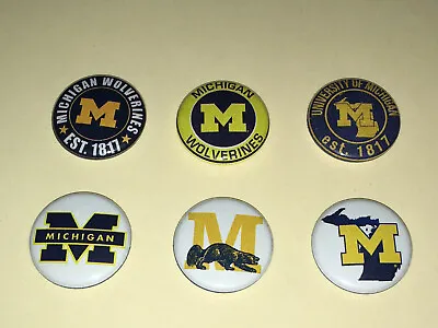 1  Set Of 6 University Of Michigan Wolverines Badge Buttons Pins Pinback [p478] • $3.25