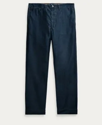RALPH LAUREN RRL Dark Blue MOLESKIN OFFICER CHINO PANTS 32 X 30 NWT • $289