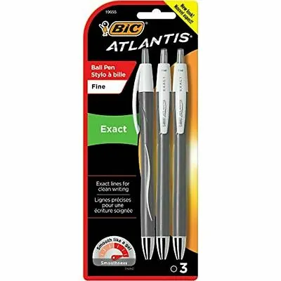 £5.62 • Buy BIC Atlantis Exact Retractable Ball Pen, Fine Point (0.7 Mm), Black, 3 Count