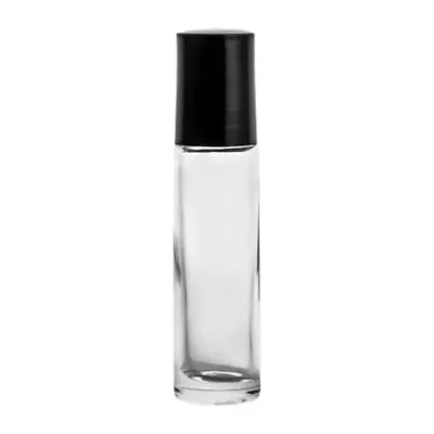 144 Pcs PLAIN 1/3 Oz 10ml Glass Rollon Bottle W/BLACK Cap & Plastic Roller • $43.99