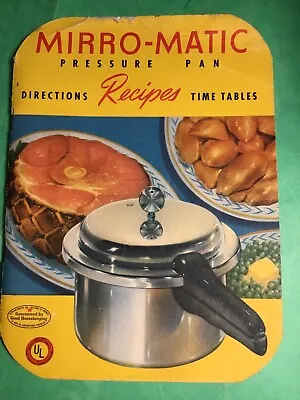 Mirro Magic 1947 Pressure Cooker Recipe Book 58 Pages • $5