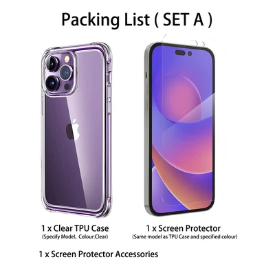$6.99 • Buy Clear TPU Case Shockproof Cover+Screen Protector For IPhone 14 Pro Max 13 12 11