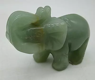 Chinese Green Jade Carved Elephant Small Statue Sculpture Figurine Vtg Jadeite  • $19.49