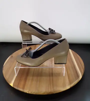 £59.99 • Buy Armani Collezioni Beige Court Heel Leather Women UK Size 6.5 EU 40 Formal Shoes