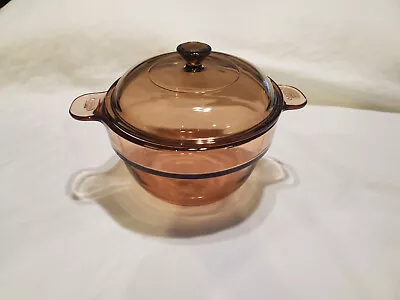 Visions Pyrex Corning Double Boiler With Lid V20B Pot Amber Cookware • $17.99