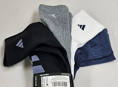 4 Adidas Men's Performance High Quarter Socks AEROREADY Gray White Blue  Sz 6/12 • $18.99