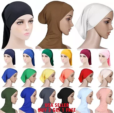 Plain Muslim Head Scarf Inner Hijab Caps Islamic Underscarf Ninja Scarf Hat • $6.59