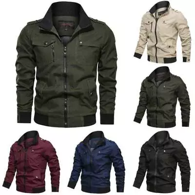 Men Winter Cargo Casual Jacket Zip Up Warm Coat Combat-Bomber Jacket Outwear Top • $41.95