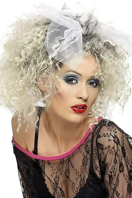 Ladies Wild Child Madonna 80s Fancy Dress Dressing Up Wig Blonde 1980s Dress Up • £14.95