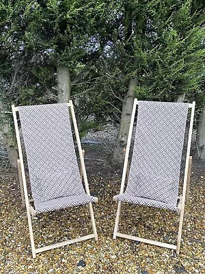 2 Vintage DeckChairs. 2 Upcycled Deck Chairs. Recovered In Laura Ashley Fabric • £100