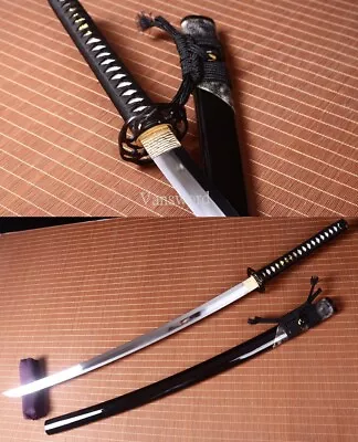 Clay Tempered L6 Steel Japanese Katana Samurai Sword Hadori Polish Suhuga Hamon • $502.92