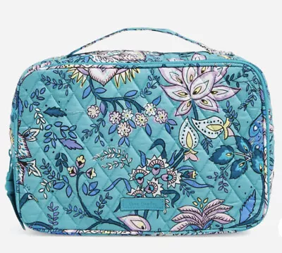 Vera Bradley NWT Large Blush & Brush Makeup Case PEACOCK GARDEN 2 Compartments • $18.99