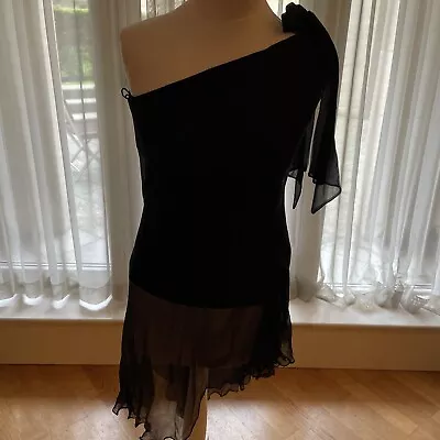 Maria Grachvogel Black Silk One Shoulder Top - Size Uk 10 • £37.50