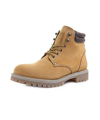 £57.99 • Buy JACK & JONES Nubuck Stoke Leather Boots High Top Shoes Honey Beige Biker Boot