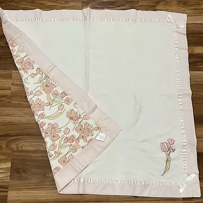 Vintage Gymboree Pink Petals Tulips Flowers Baby Blanket 2004 Satin Trim 31x29 • $36.99