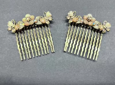 2 Gorgeous Vintage Floral Metal Hair Combs • $24