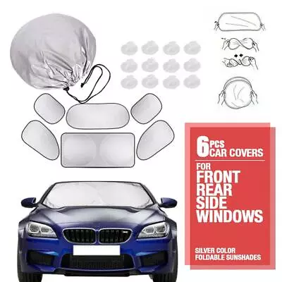 Set Of 6 Auto Front Rear Windshield Side Window Sun Shade Car Visor Cover Block • $19.99