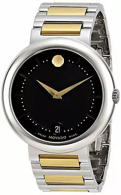 NEW Movado 0606588 Concerto Silver & Gold Tone Black Dial Men's Watch $1295 • $746.60