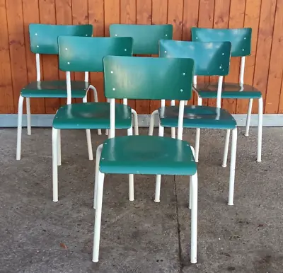 6x Steel Stacking Industry Dining Room Chair Vintage 60er Chairs • $260.61
