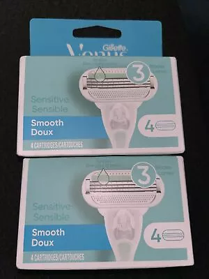 2X 4-Gillette Venus Sensitive Smooth Womens Razor Refill Cartridges 8 Cartridges • $12.99