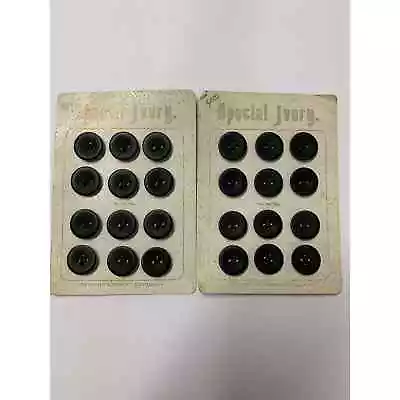 Vintage Special Ivory (Vegetable Ivory) Buttons 2 Card Lot 12 Buttons/Card NOS • $34.99