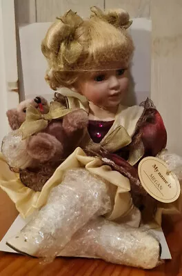 Homeart Bisque Porcelain Doll Young Girl W/teddy  28cm/11  Seated • $22