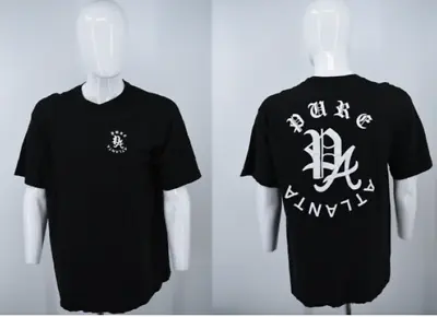 Pure Atlanta  Black Varsity Logo PureAtlanta Tee Designer T-Shirt Mens XL • $25