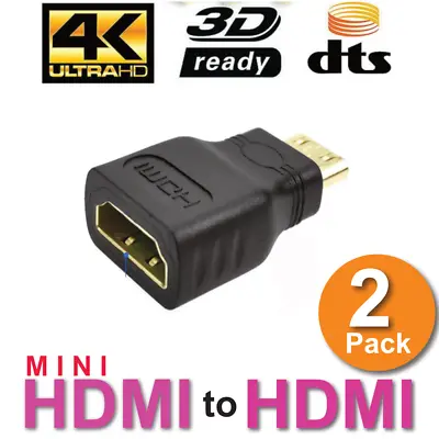 2 X Mini HDMI Male To Standard HDMI Female Adapter Gold Plated HDTV 4K 1080p 3D • $3.62
