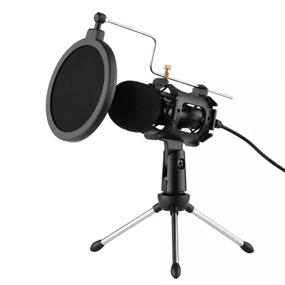 Condenser Microphone Kit With Tripod Shock Mount 3.5mm For Studio Recording W1R1 • $13.79