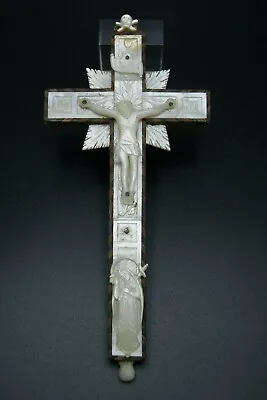 † Jerusalem Crucifix Reliquary Cross 14 Stations Mother Of Pearl Memento Mori † • $499.99