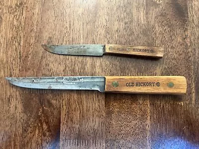 Vintage 2 Old Hickory Tru-Edge Carbon Steel Knives Made In US Ontario Knife Co. • $24.95