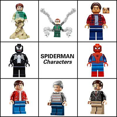 Spiderman LEGO Character Minifigures - Peter Parker Ned MJ Aunt May & More! • $32.83