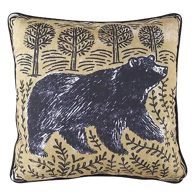 MANUAL WOODWORKERS & WEAVERS Bear Throw Pillow Woodblock Print 18  X 18  Square • $44.99