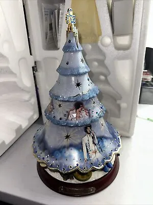 Elvis Presley Musical Light Up Blue Christmas Porcelain Tree Bradford Exchange • $99.99