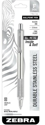 $19.95 • Buy ZEBRA F701 Stainless Steel Retractable Ballpoint Ink 0.7mm BLACK INK 