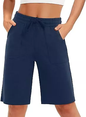 Women Sweat Shorts Pockets Athletic Lounge Sports Workout Bermuda Knee Trousers • $15.99