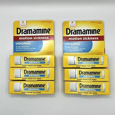 6 Boxes Dramamine Original Formula Motion Sickness Relief 12 Ea 50MG Exp 11/2024 • $21.99