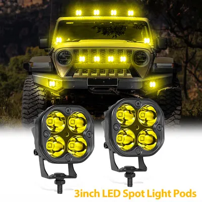 2X 3inch 80W LED Cube Pods Work Light Bar Spot Driving Fog Yellow Lamp Offroad  • $29.99