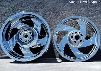 12-20 SUZUKI Boulevard M109 109R VZR 1800 Chrome Wheels 5 SPOKE Exchange Program • $995
