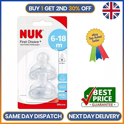 NUK First Choice+ Teats For Baby Bottles | 6-18 Months | Flow Control | Vent | • £7.29