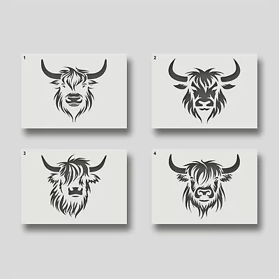 Highland Cow Stencils - Reusable Stencils For Wall Art Home Décor. • £2.95