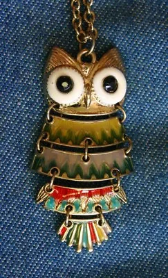 Claire's Vintage Enameled Articulated Gold-tone Owl Pendant Necklace 18  • $14.95