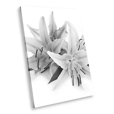 AB111 Lily Flower Black White Abstract Portrait Canvas Picture Prints Wall Art • £19.99
