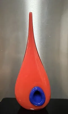 Tall 15 3/4” Unique Vintage Mid Century Modern Lattimo Art Glass Vase Sculpture • $199.99