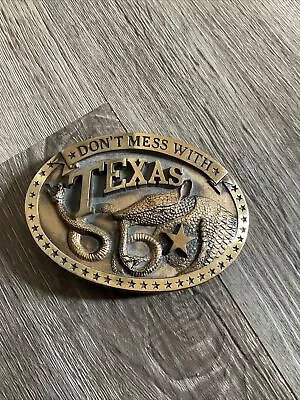 DON'T MESS WITH TEXAS BELT BUCKLE  High Mesa 1980’s- SOLID BRONZE • $39.99