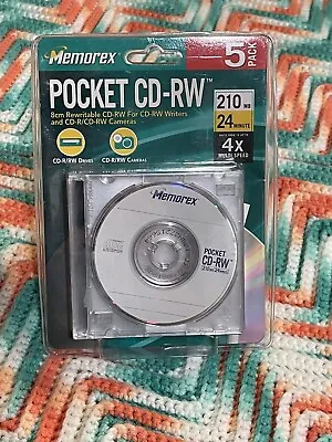 NIB 2002 Vintage MEMOREX Pocket Mini CD-RW Discs 4X 210MB Slim Jewel Cases • $4.10